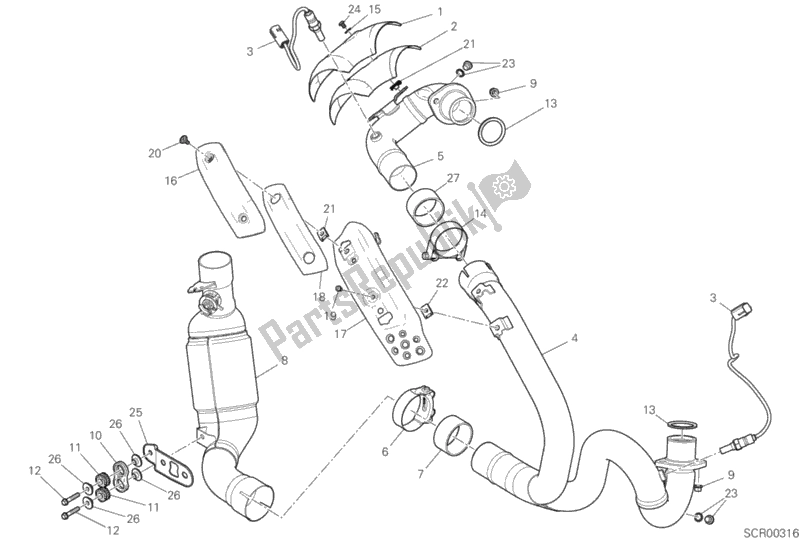 Alle onderdelen voor de Uitlaatpijp Assy van de Ducati Scrambler 1100 Sport PRO USA 2020